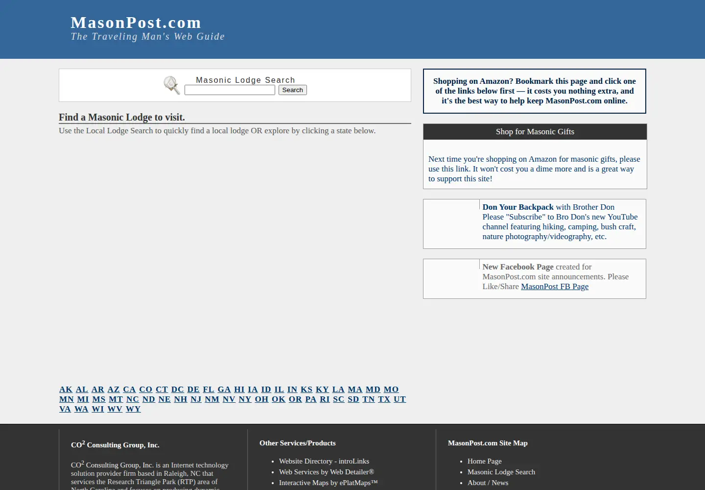 Captured homepage of masonpost.com in the current scan