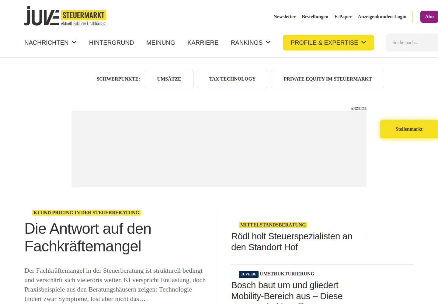 Screenshot of juve-steuermarkt.de