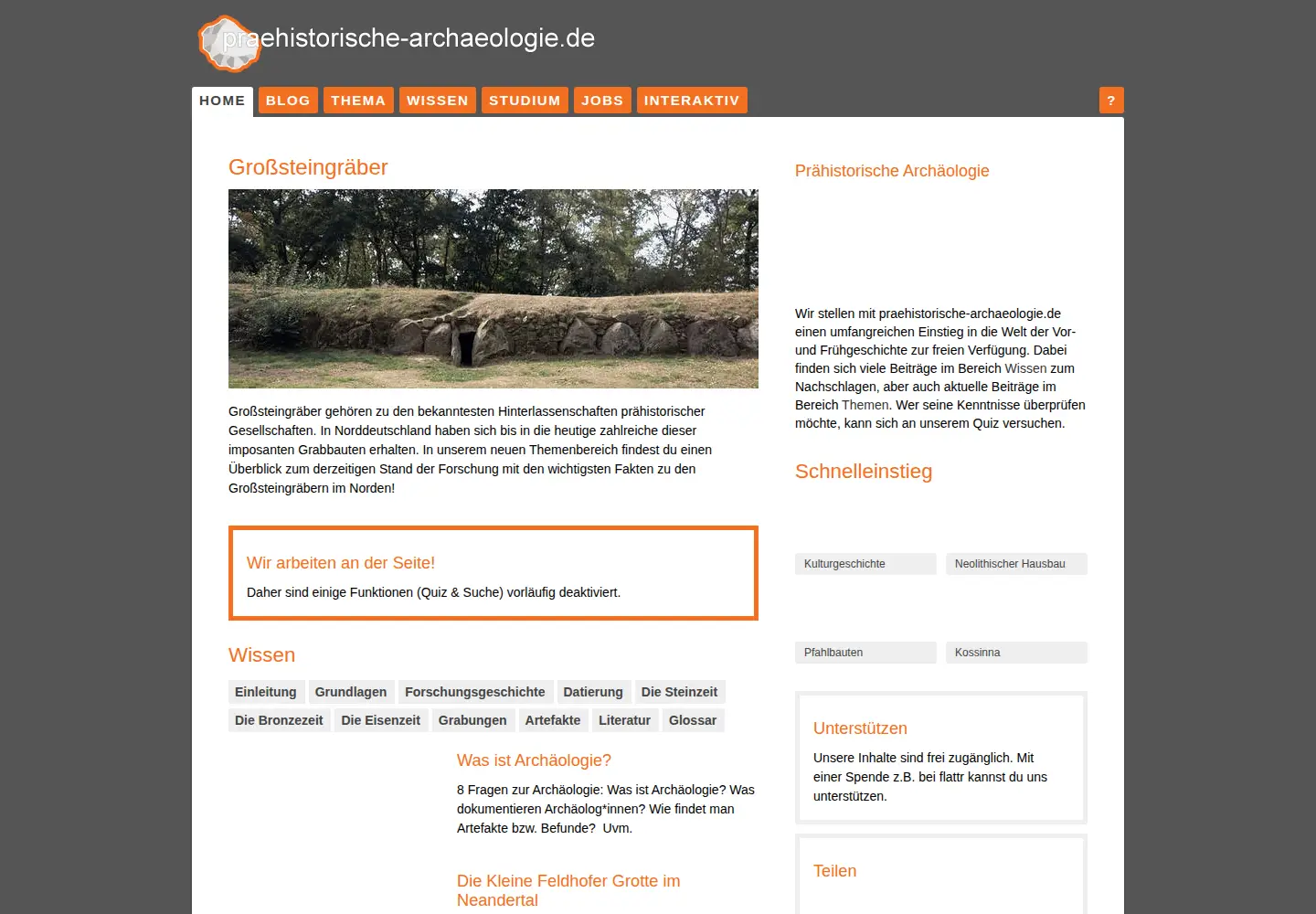 Screenshot of praehistorische-archaeologie.de