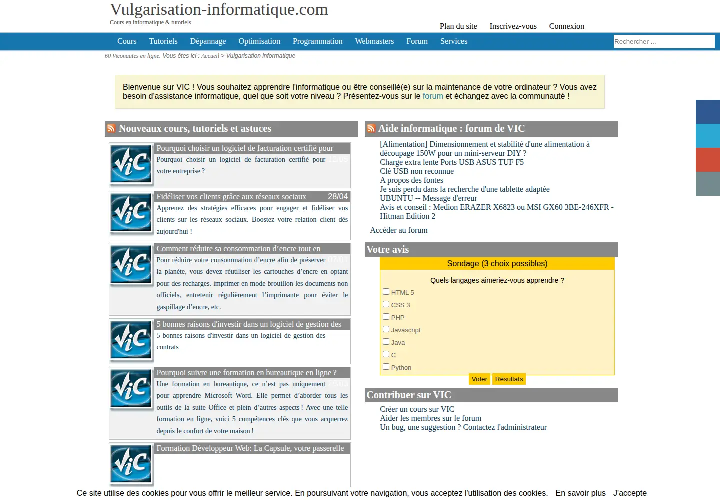 Screenshot of vulgarisation-informatique.com