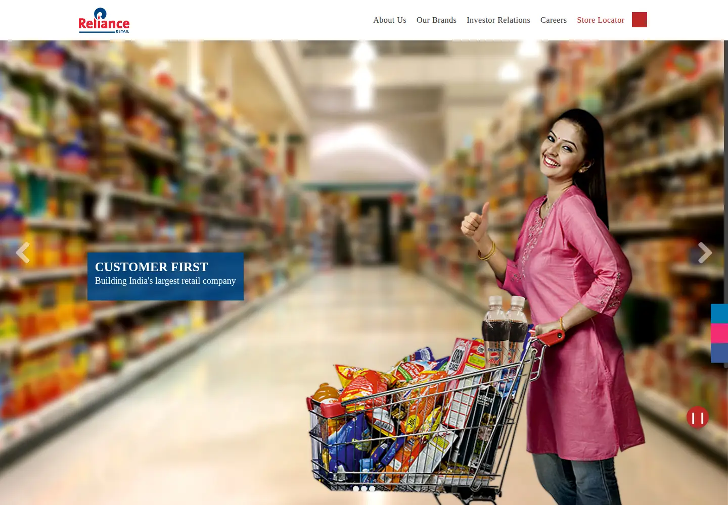 Screenshot of relianceretail.com