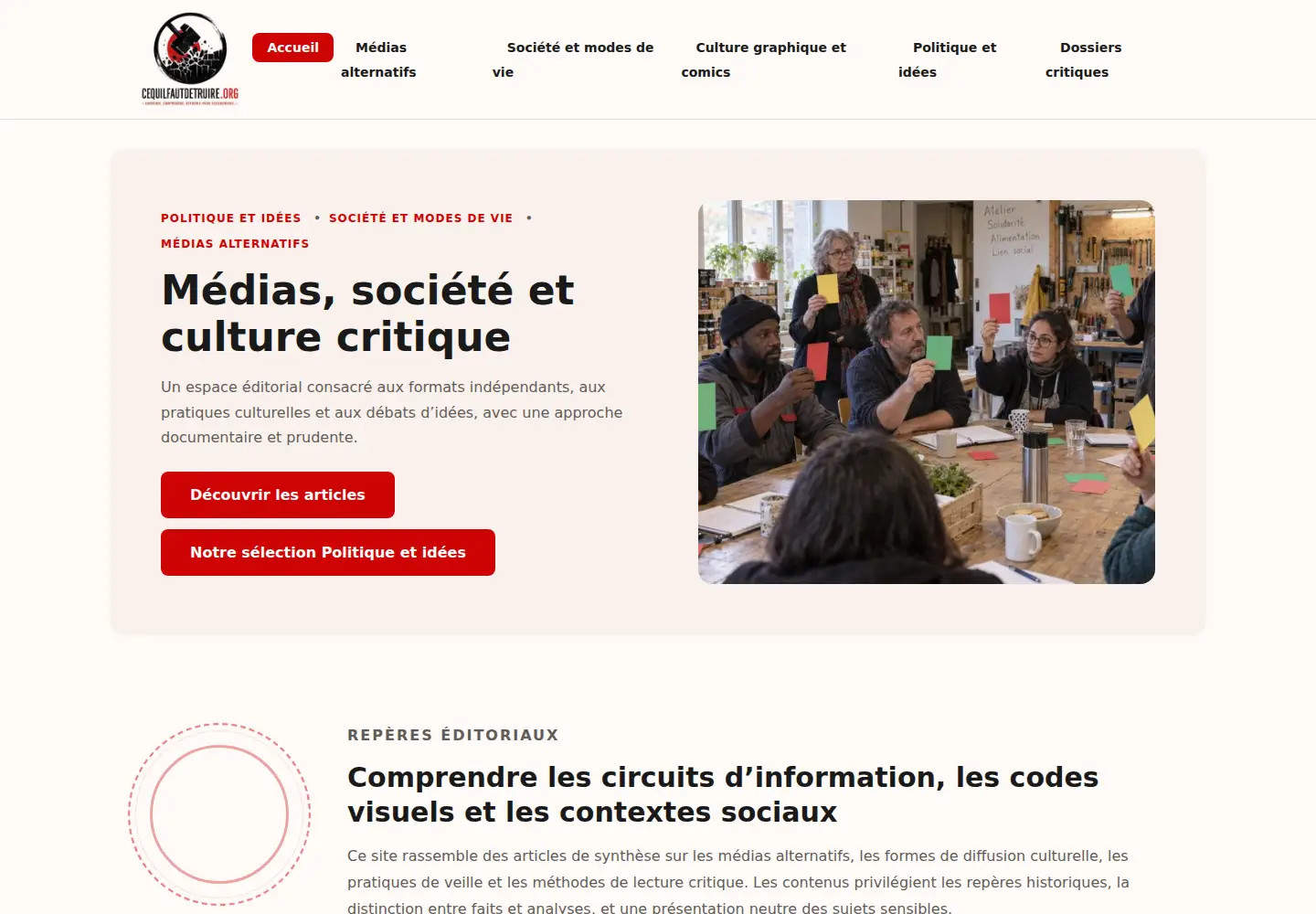 Captured homepage of cequilfautdetruire.org in the current scan