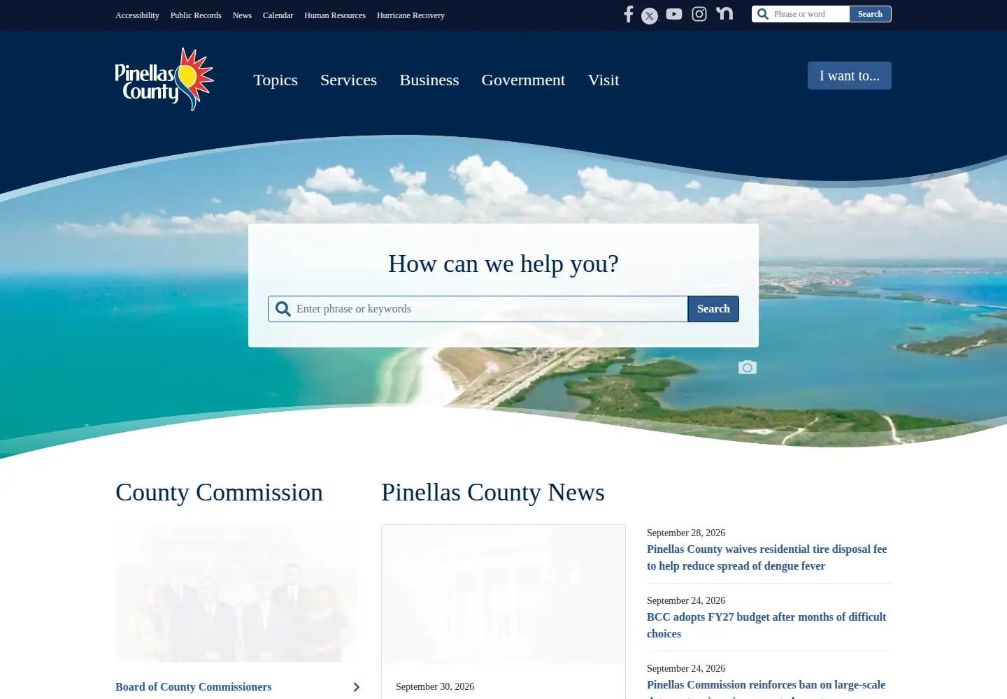Screenshot of pinellas.gov
