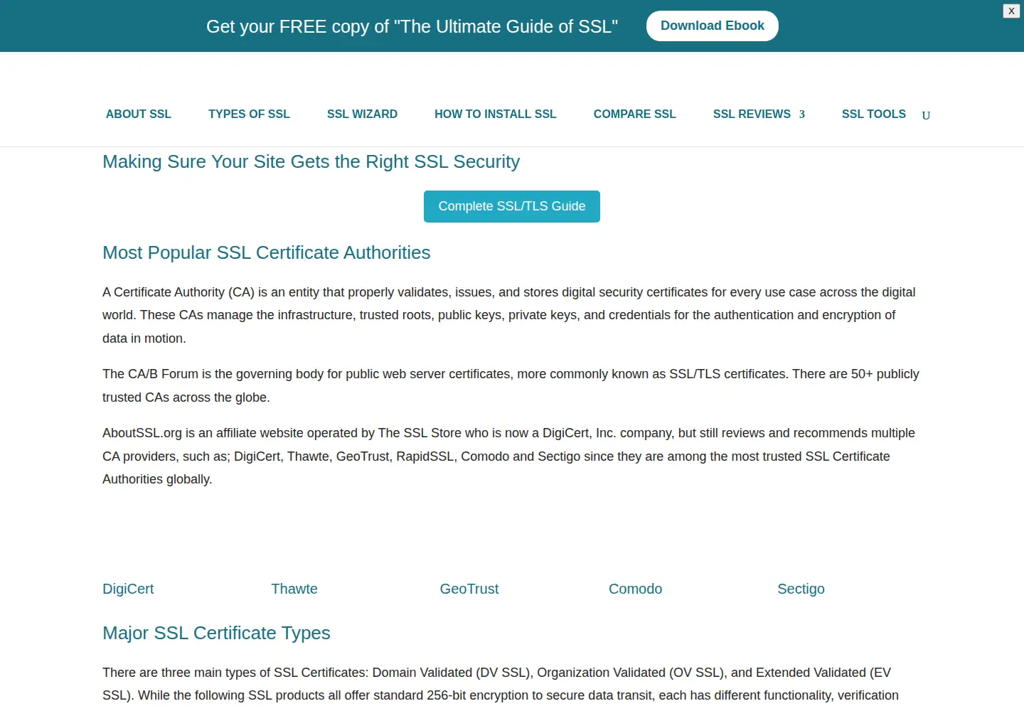 Captured homepage of aboutssl.org in the current scan