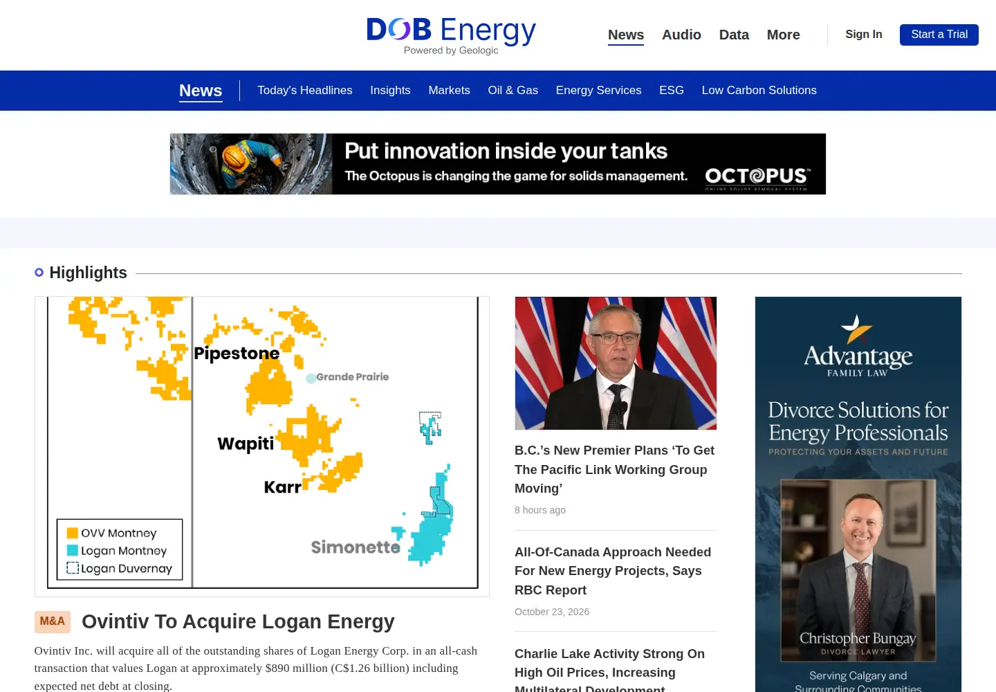 Screenshot of oilsandsreview.com