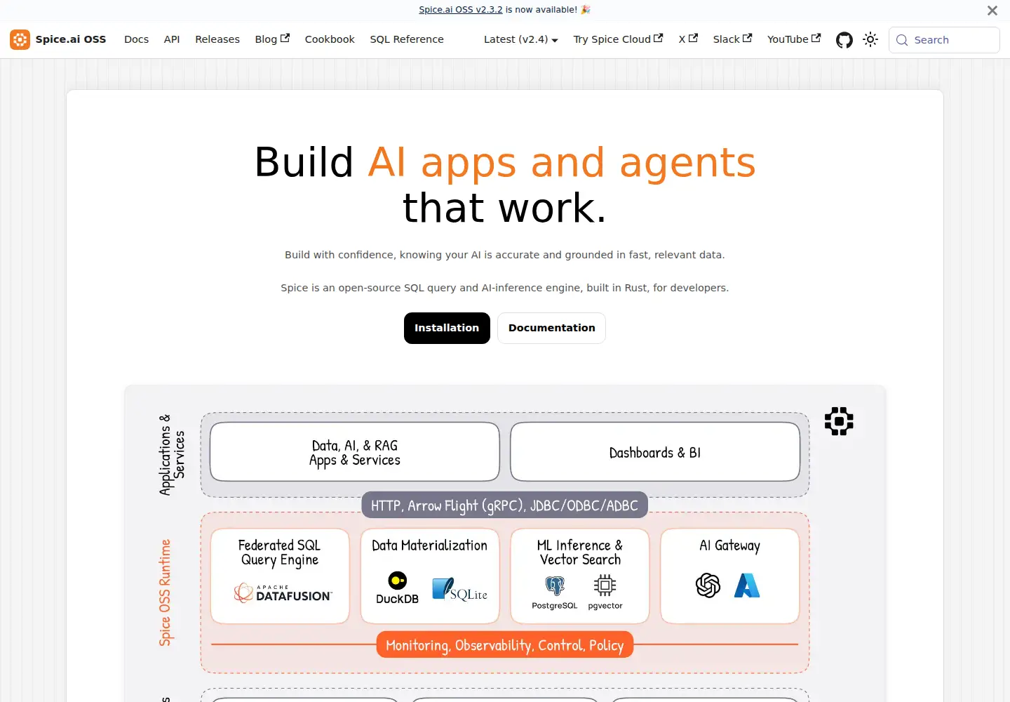 Screenshot of spiceai.org