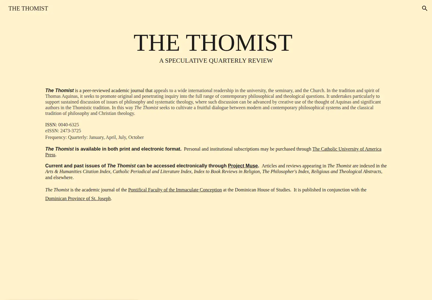 Screenshot of thomist.org