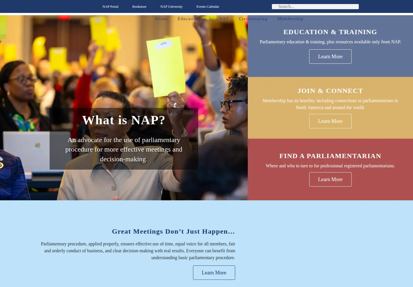 Captured homepage of parliamentarians.org in the current scan