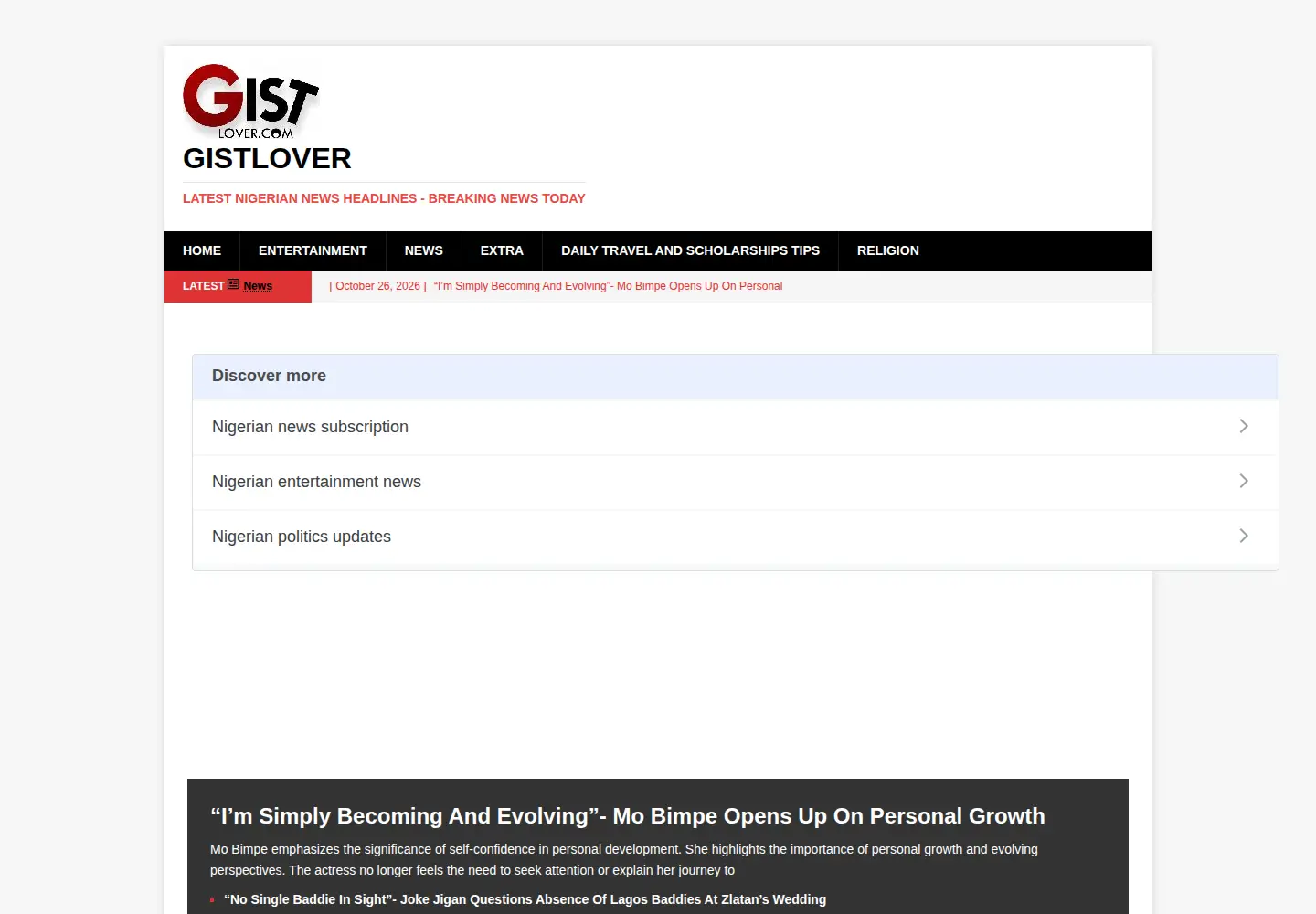 Screenshot of gistlover.com