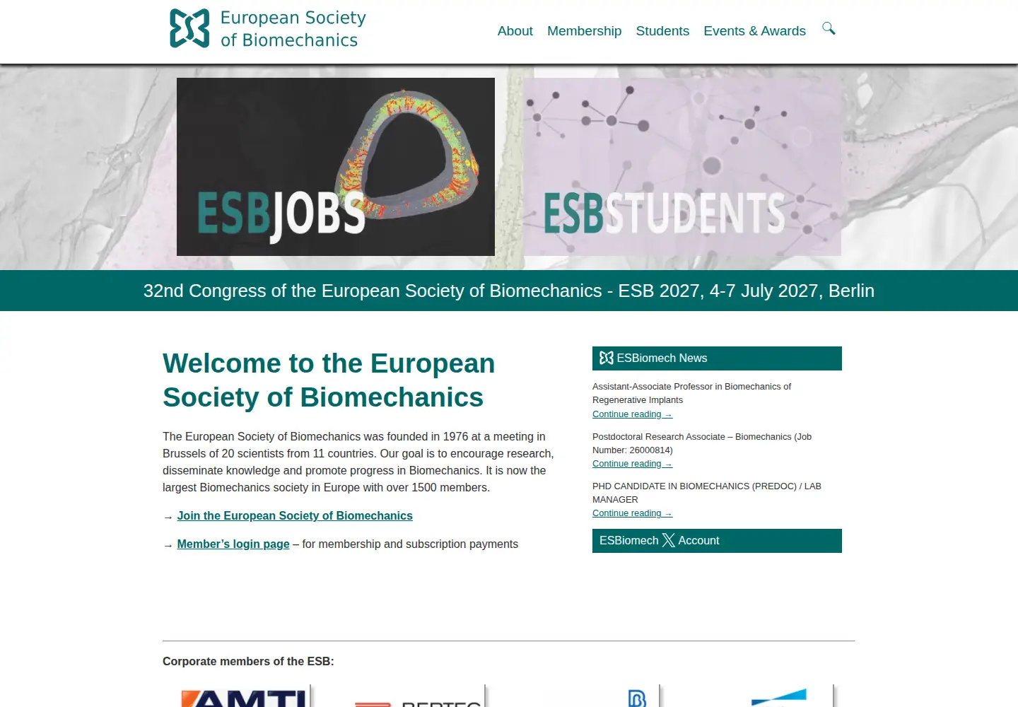 Screenshot of esbiomech.org
