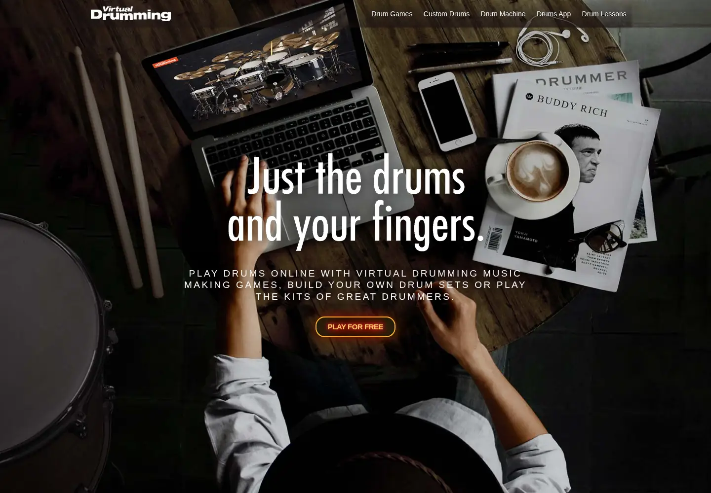 Captured homepage of virtualdrumming.com in the current scan
