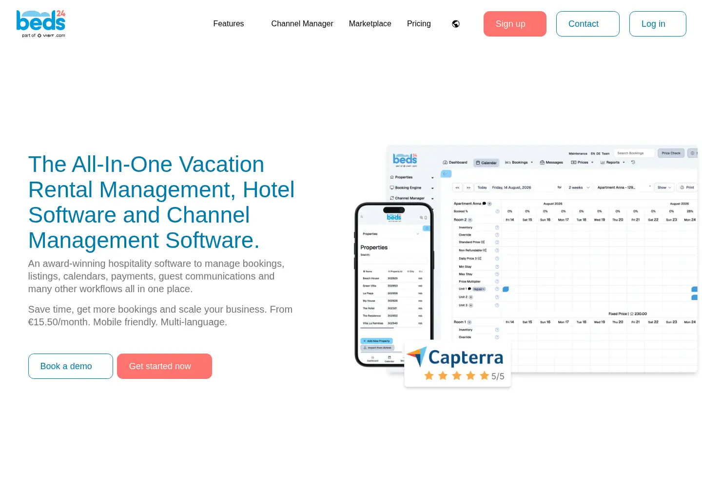 Screenshot of beds24.com