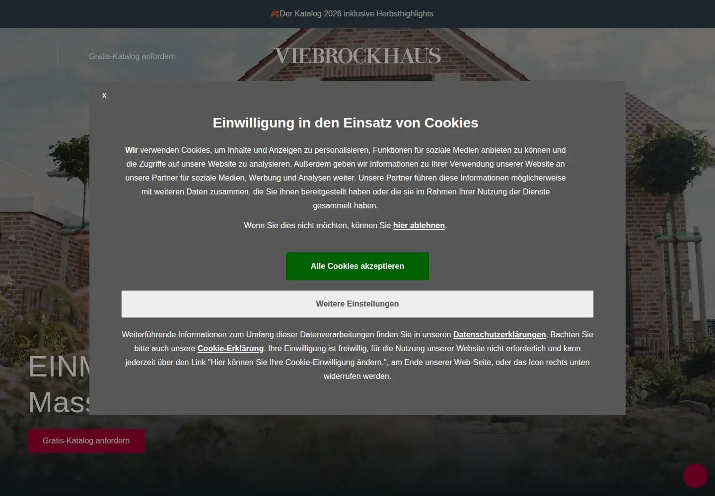Captured homepage of viebrockhaus.de in the current scan