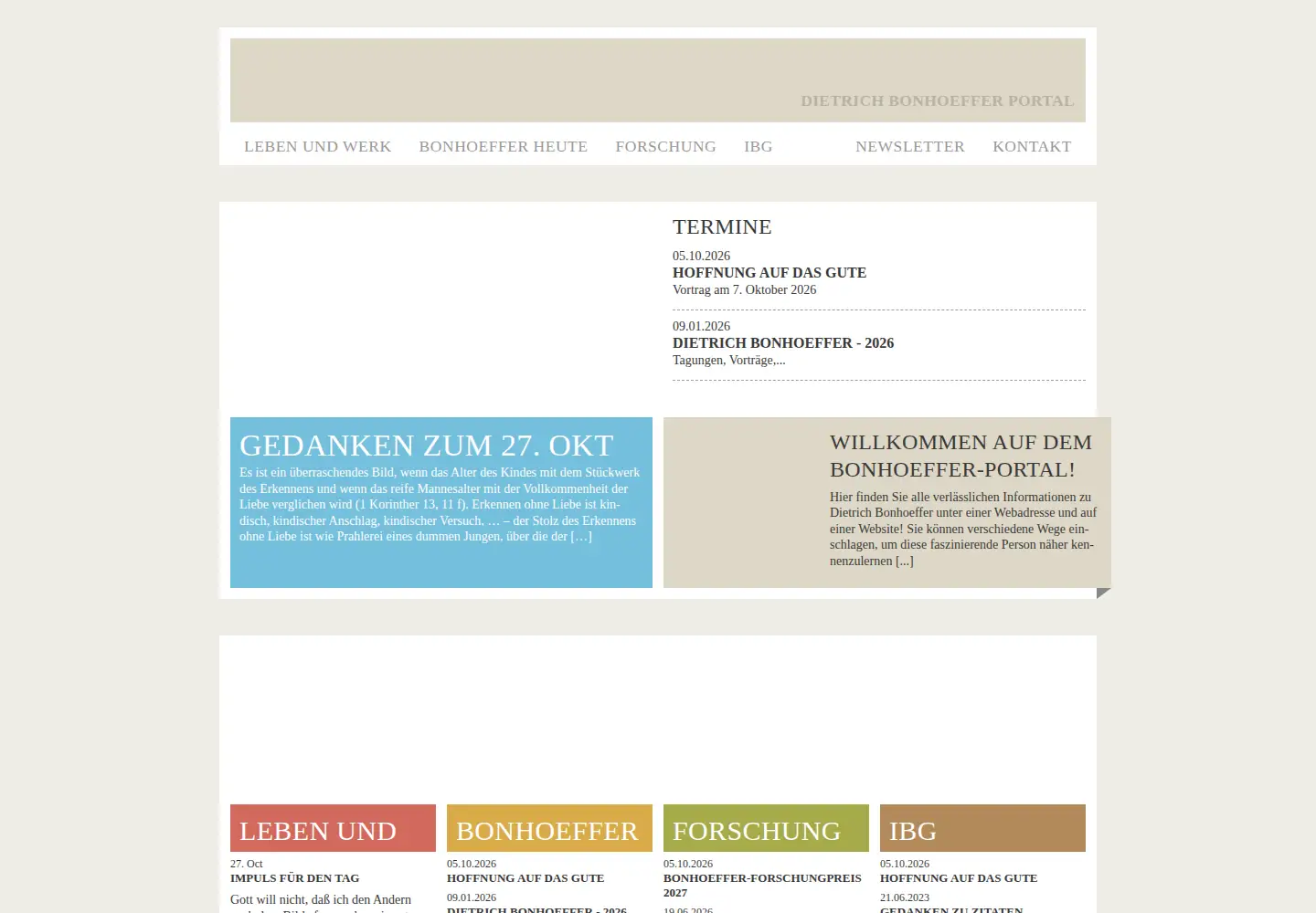 Captured homepage of dietrich-bonhoeffer.net in the current scan