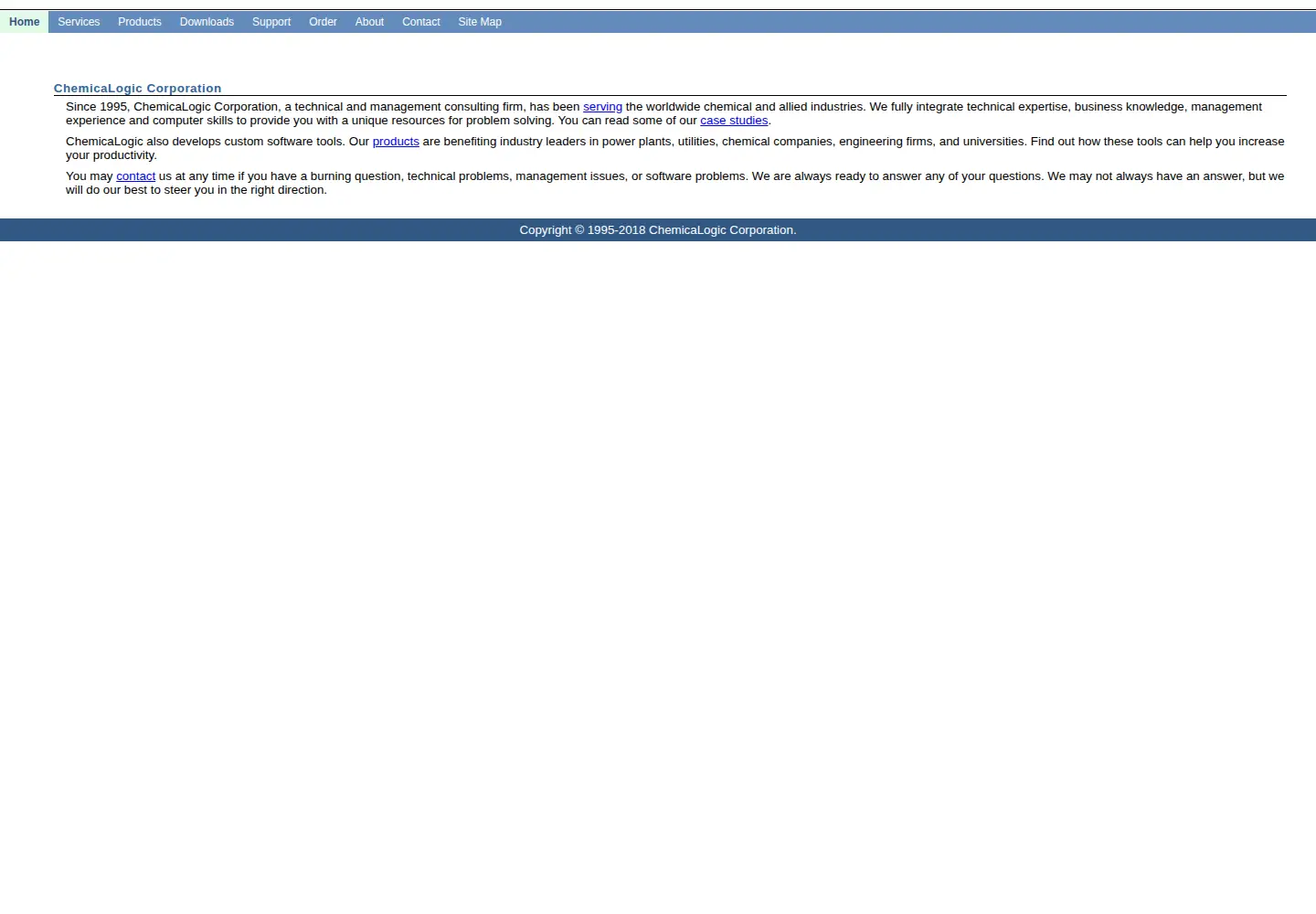 Captured homepage of chemicalogic.com in the current scan