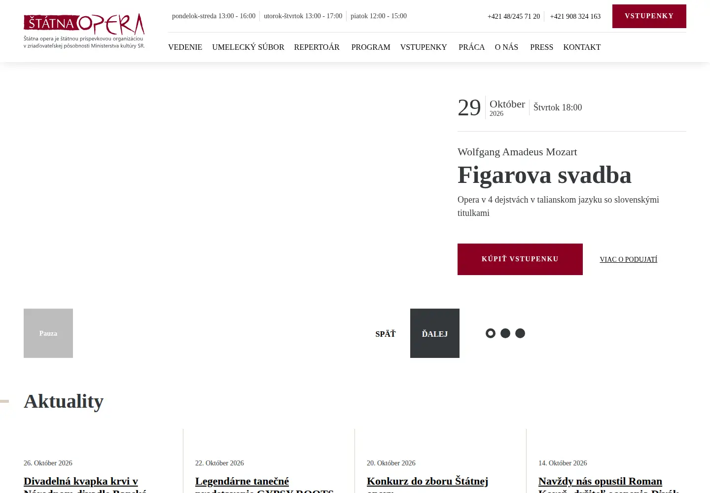 Captured homepage of stateopera.sk in the current scan