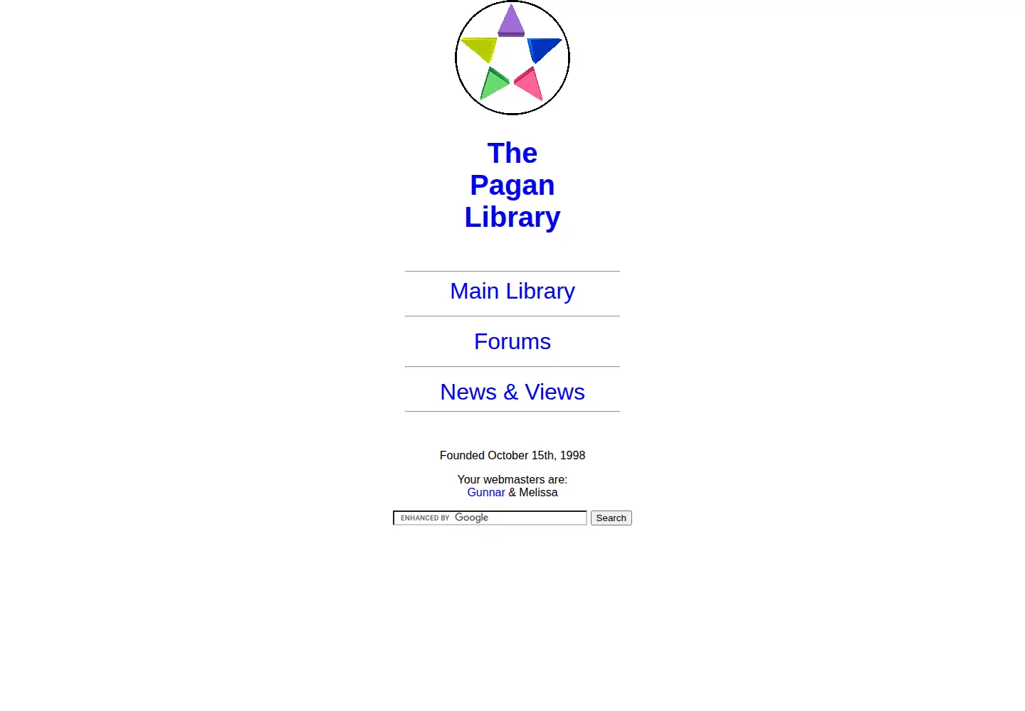 Screenshot of paganlibrary.com