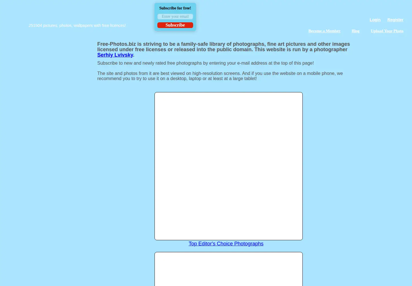 Captured homepage of free-photos.biz in the current scan