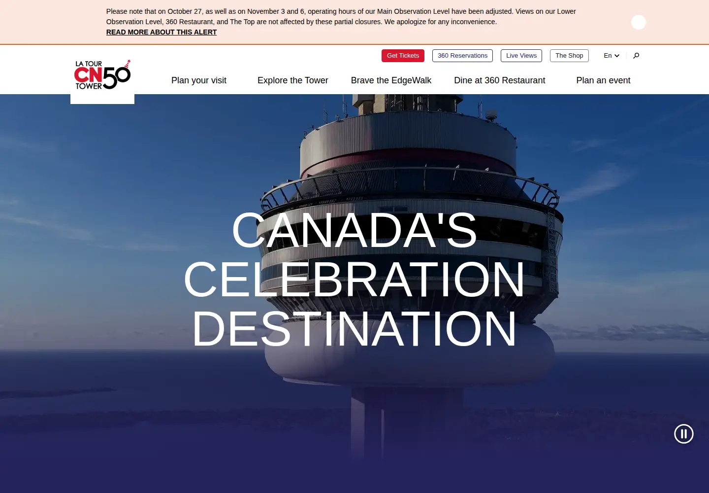Captured homepage of edgewalkcntower.ca in the current scan