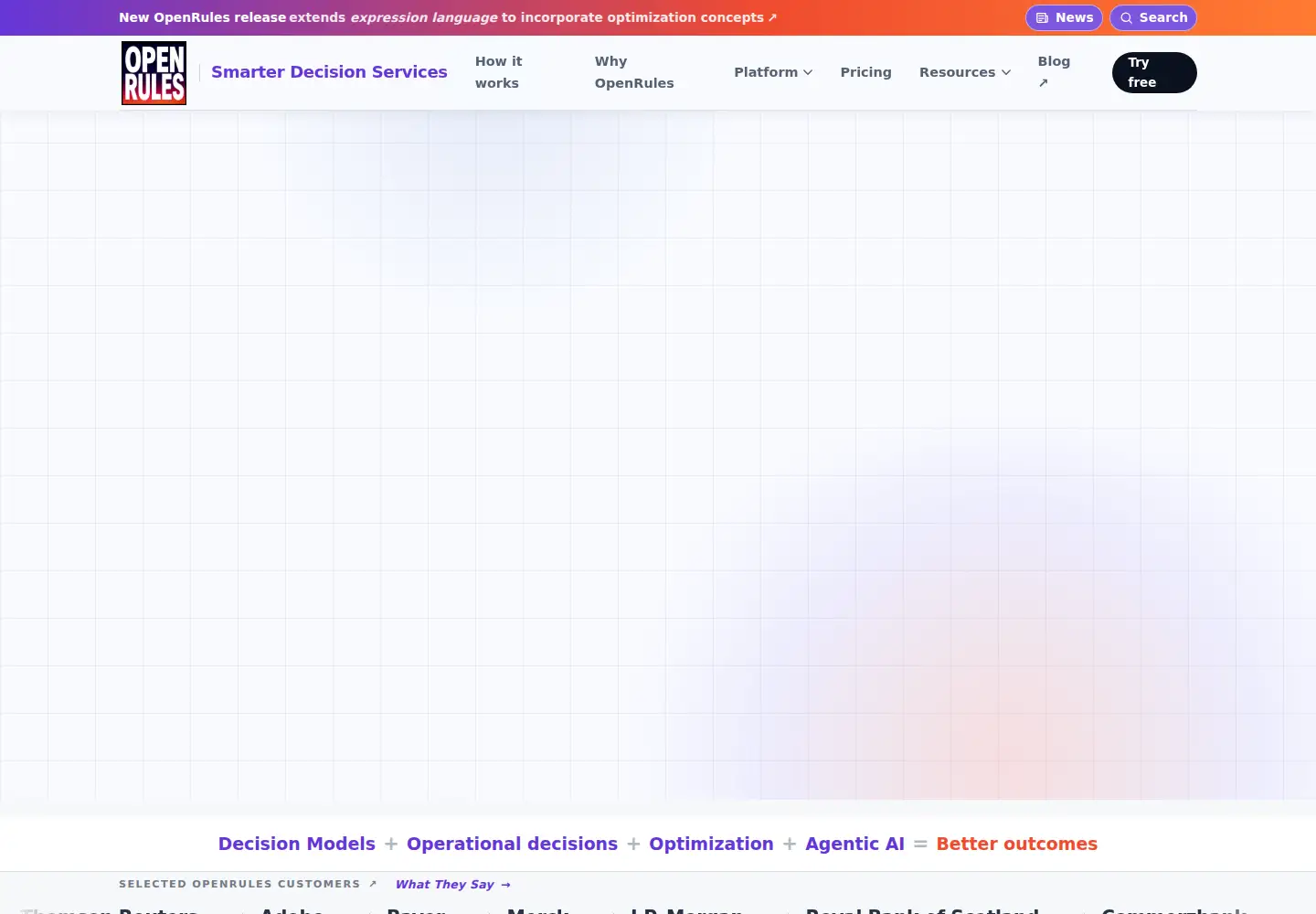 Captured homepage of openrules.com in the current scan