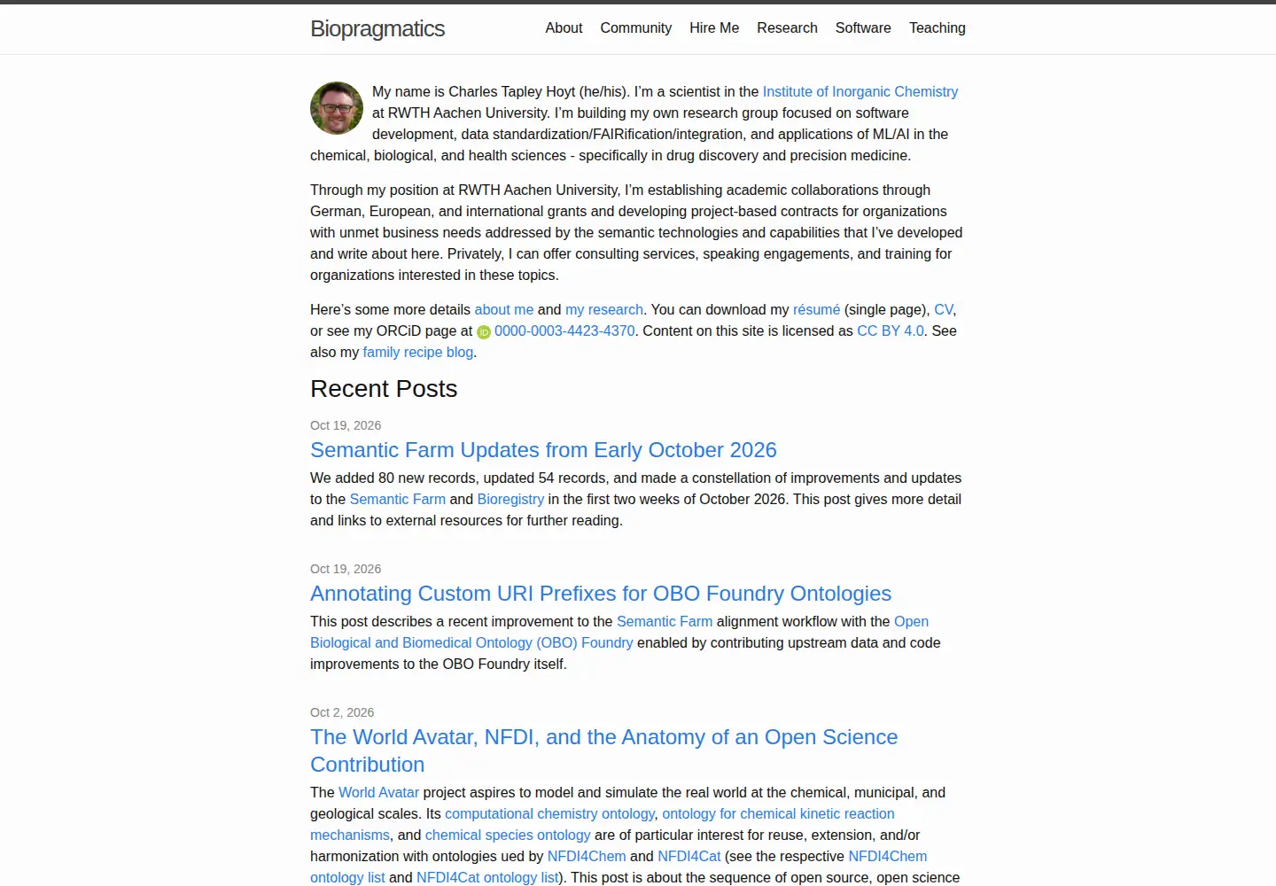 Captured homepage of cthoyt.com in the current scan