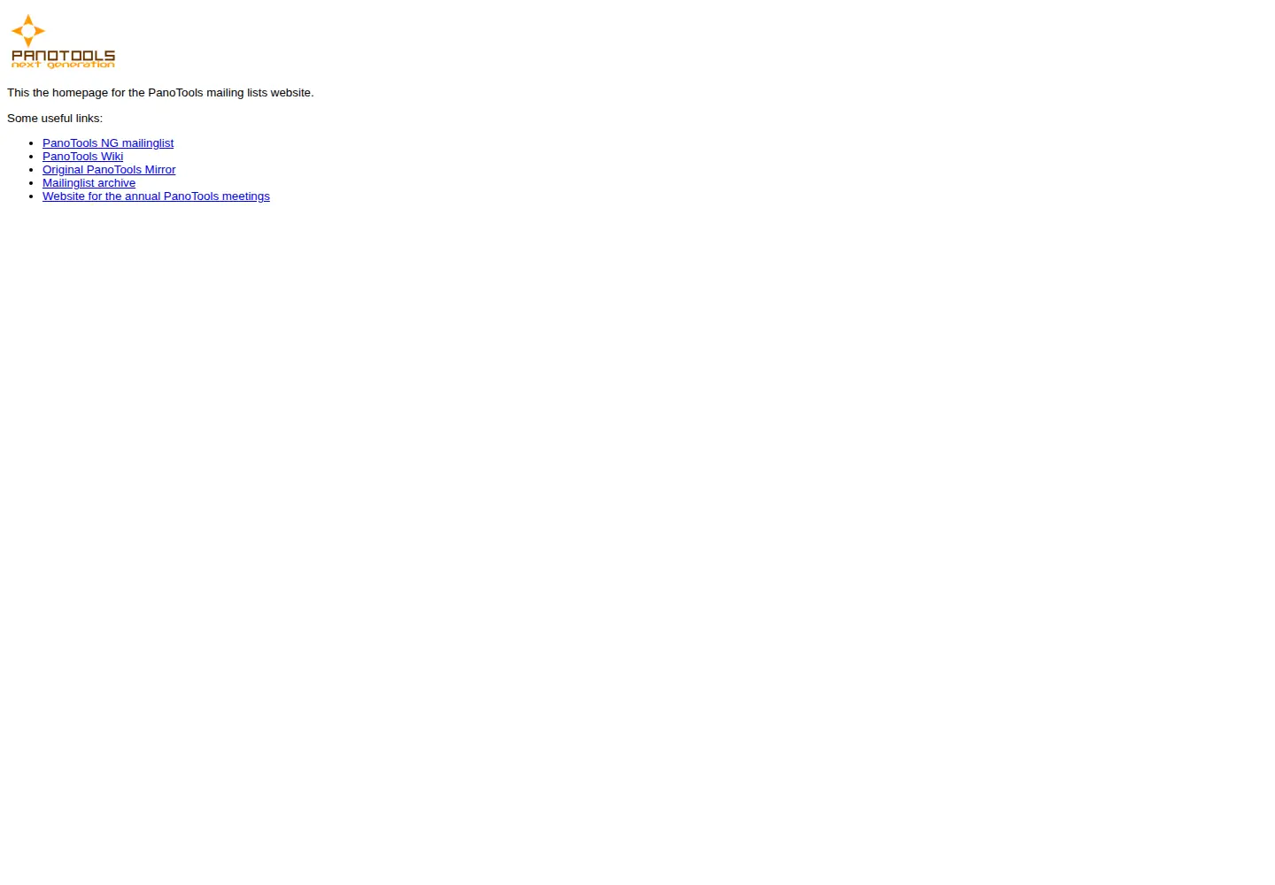 Captured homepage of panotools.org in the current scan