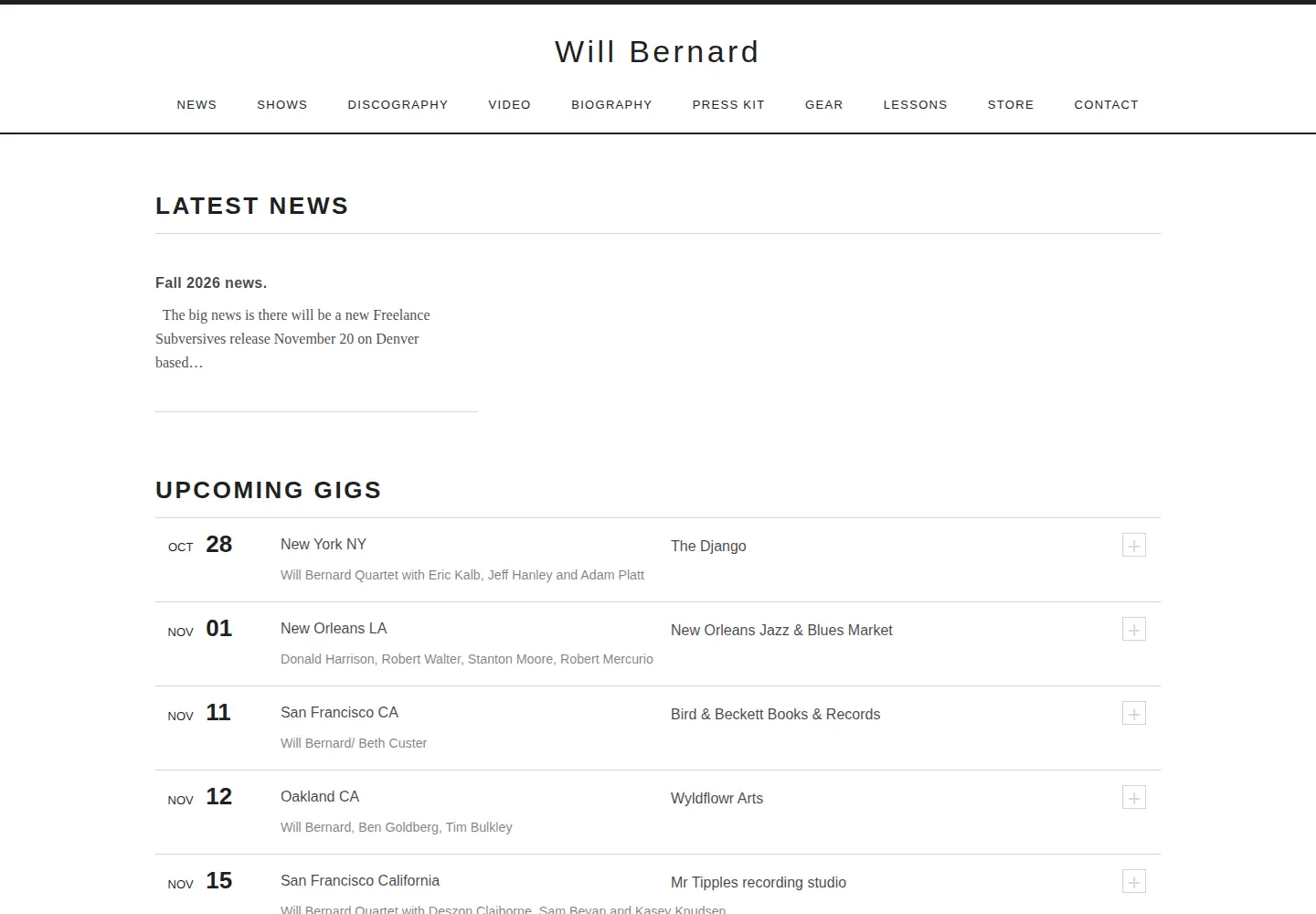 Captured homepage of willbernard.com in the current scan