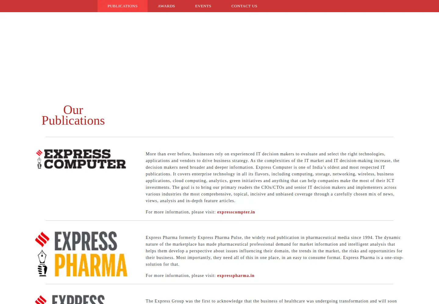 Captured homepage of expressbpd.com in the current scan
