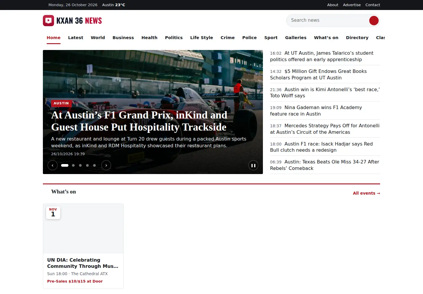 Screenshot of kxan36news.com