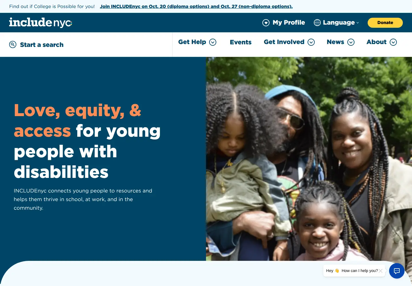 Captured homepage of includenyc.org in the current scan