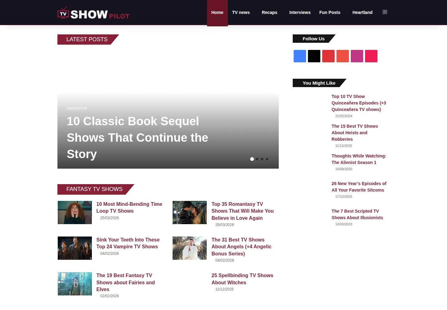 Captured homepage of tvshowpilot.com in the current scan