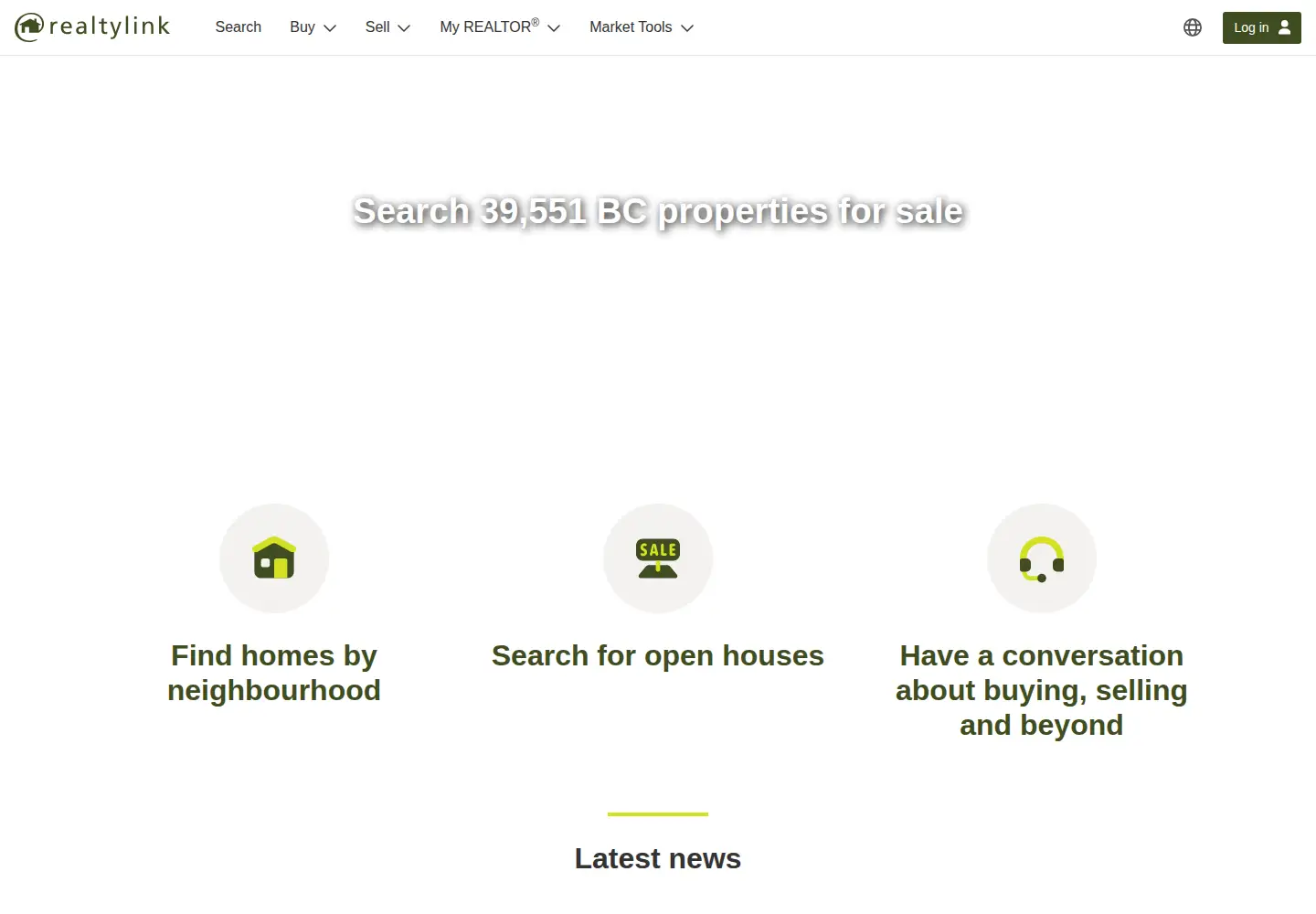 Captured homepage of realtylink.org in the current scan