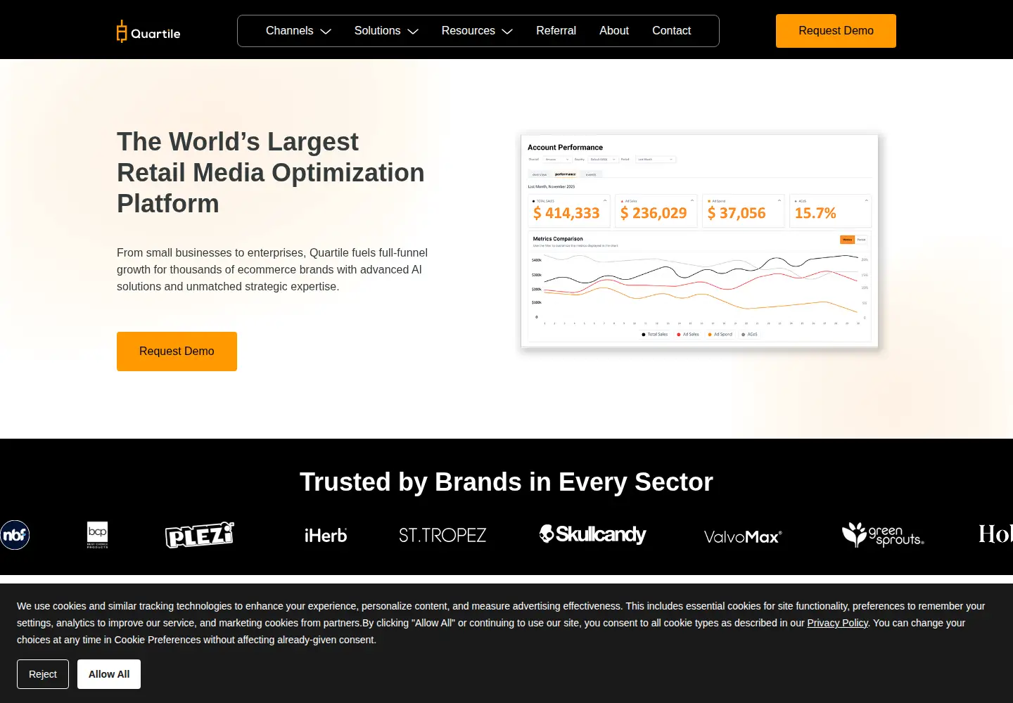 Screenshot of quartile.com