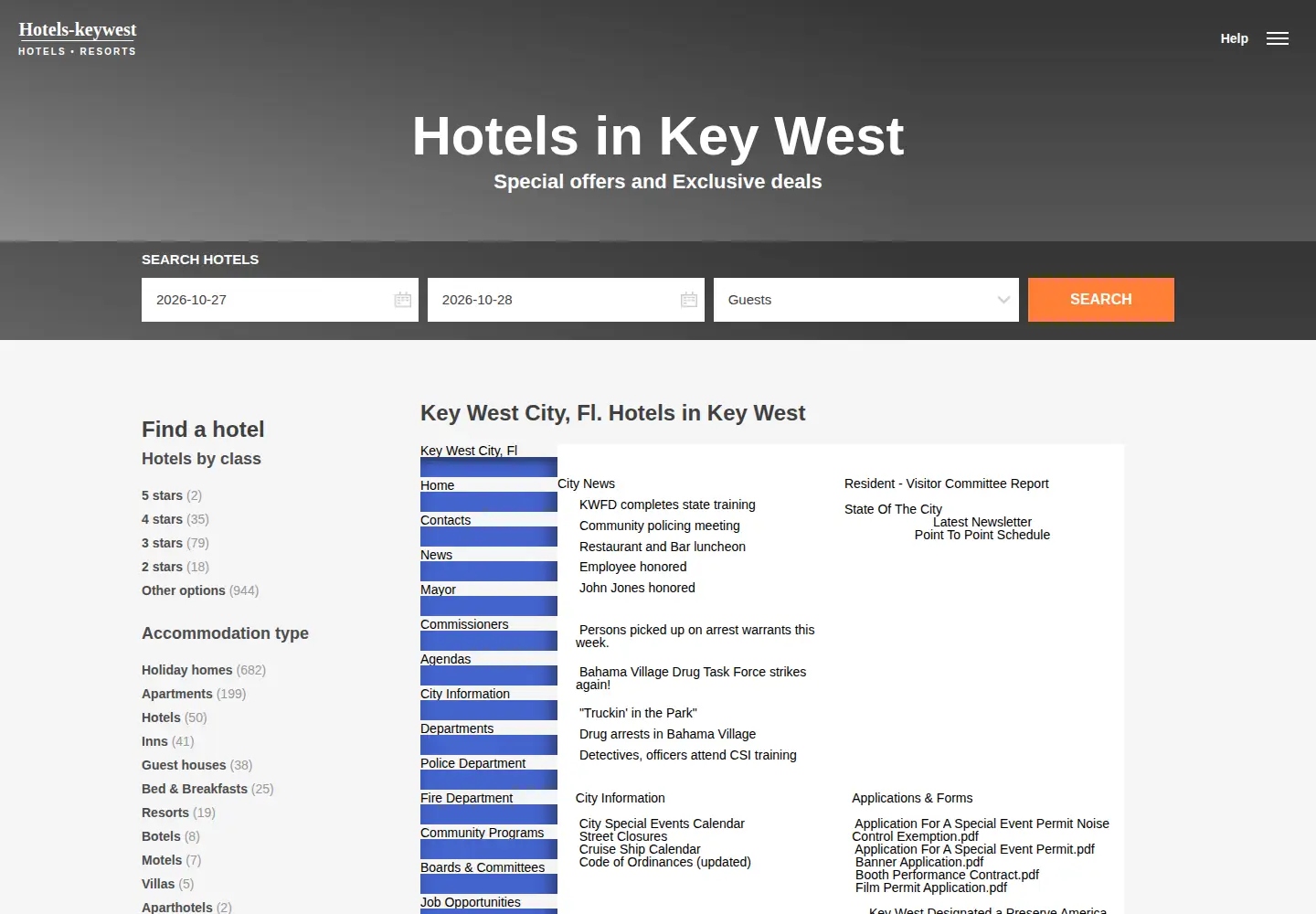 Captured homepage of keywestcity.com in the current scan