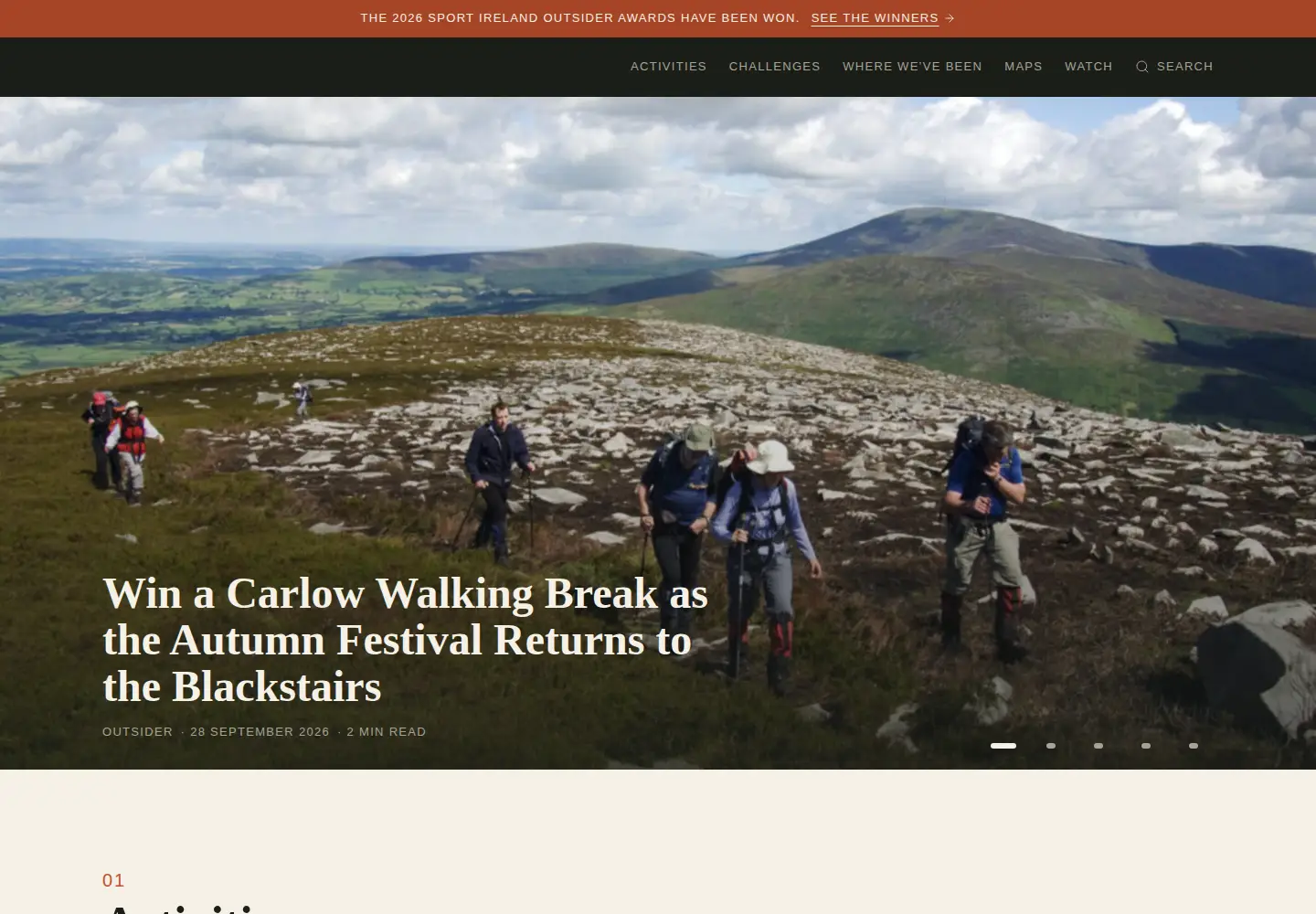 Captured homepage of outsider.ie in the current scan