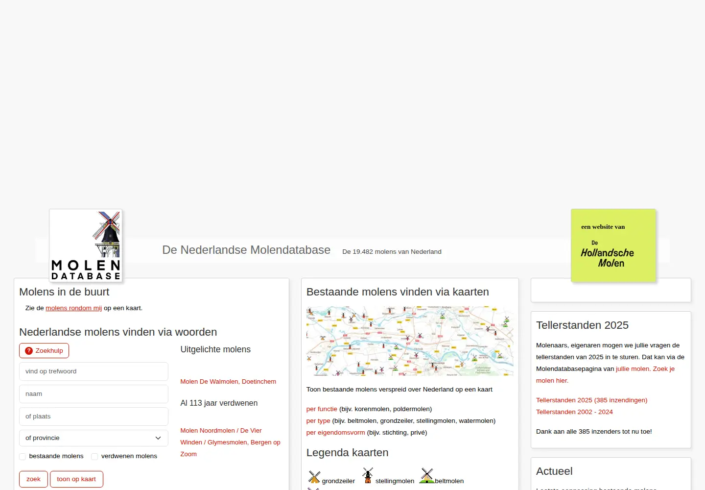 Screenshot of molendatabase.nl