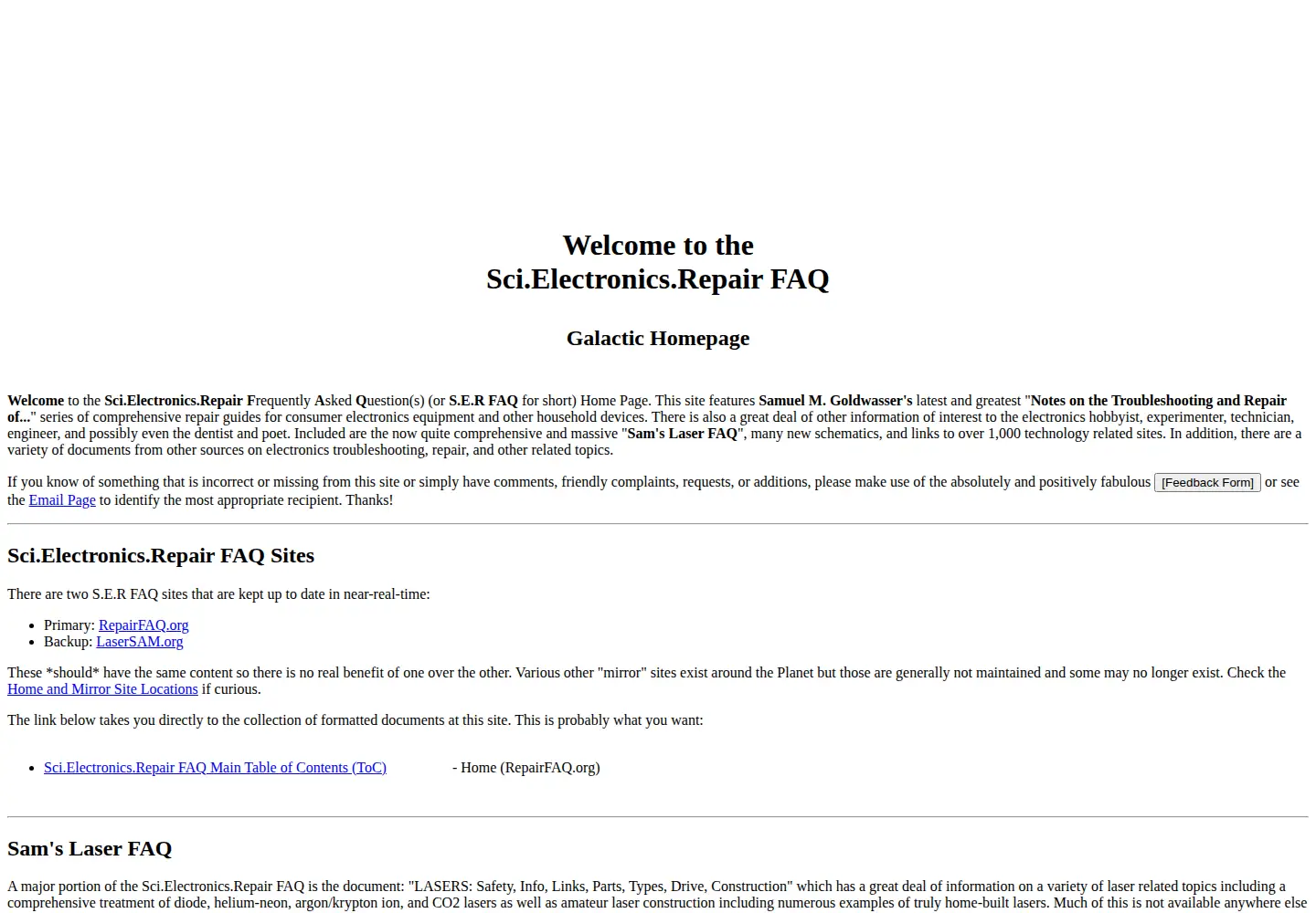 Screenshot of repairfaq.org