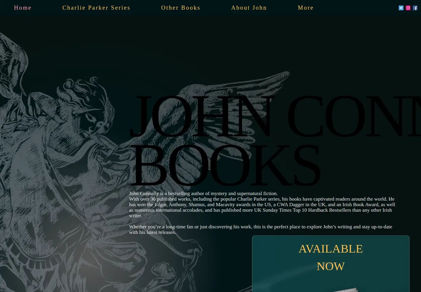 Screenshot of johnconnollybooks.com
