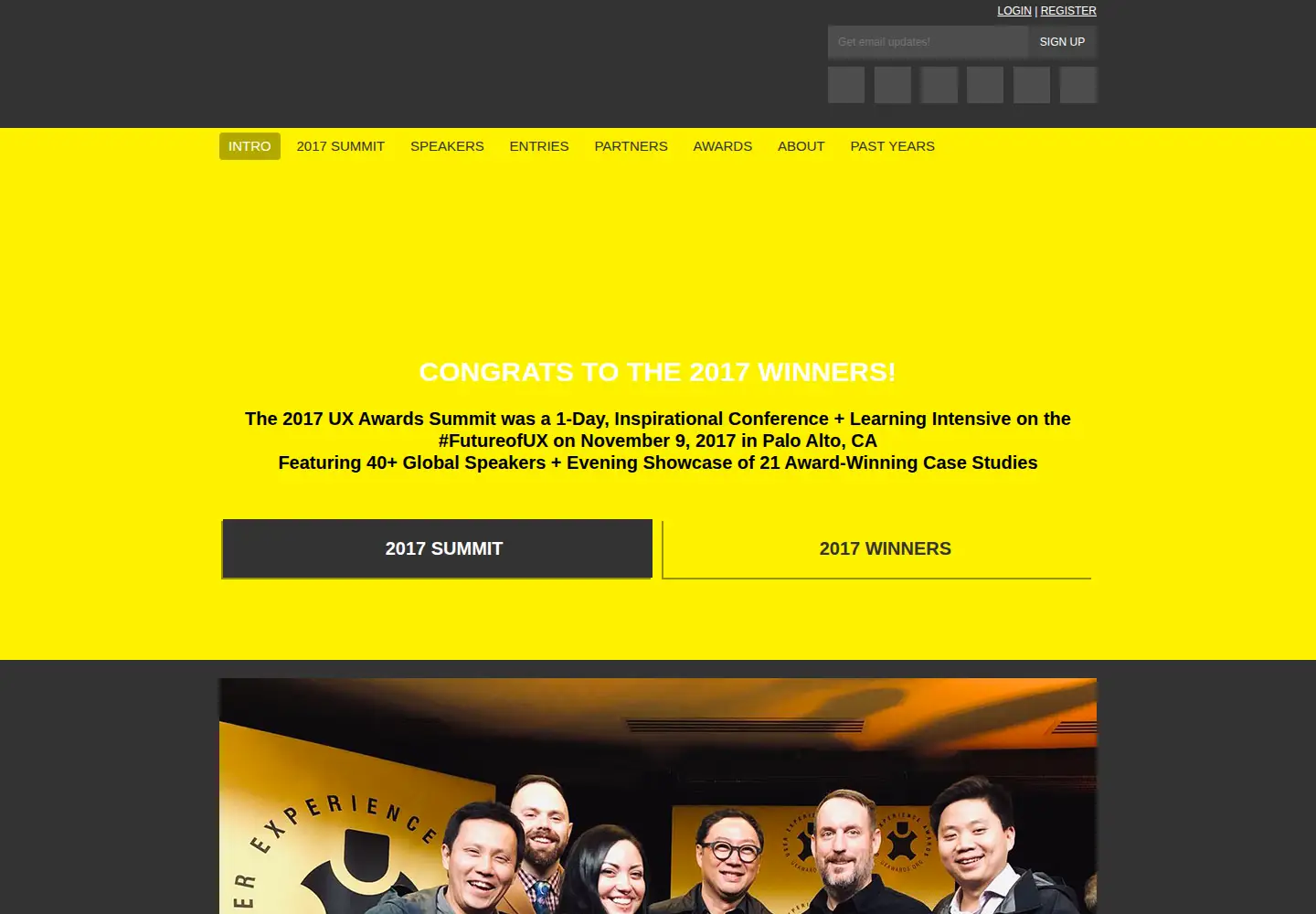 Captured homepage of userexperienceawards.com in the current scan