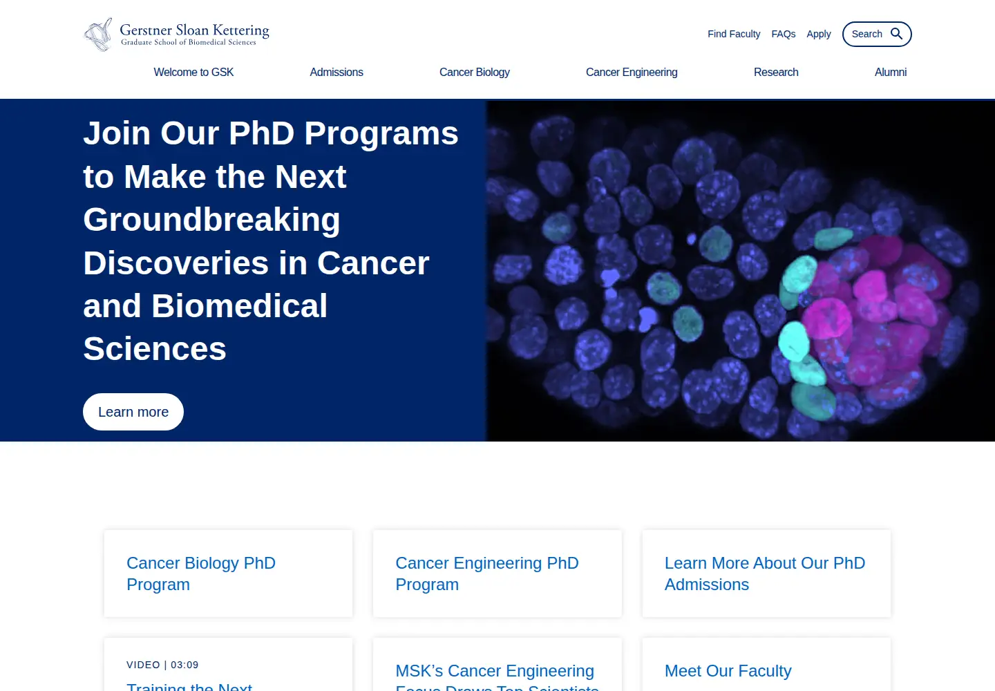 Captured homepage of sloankettering.edu in the current scan