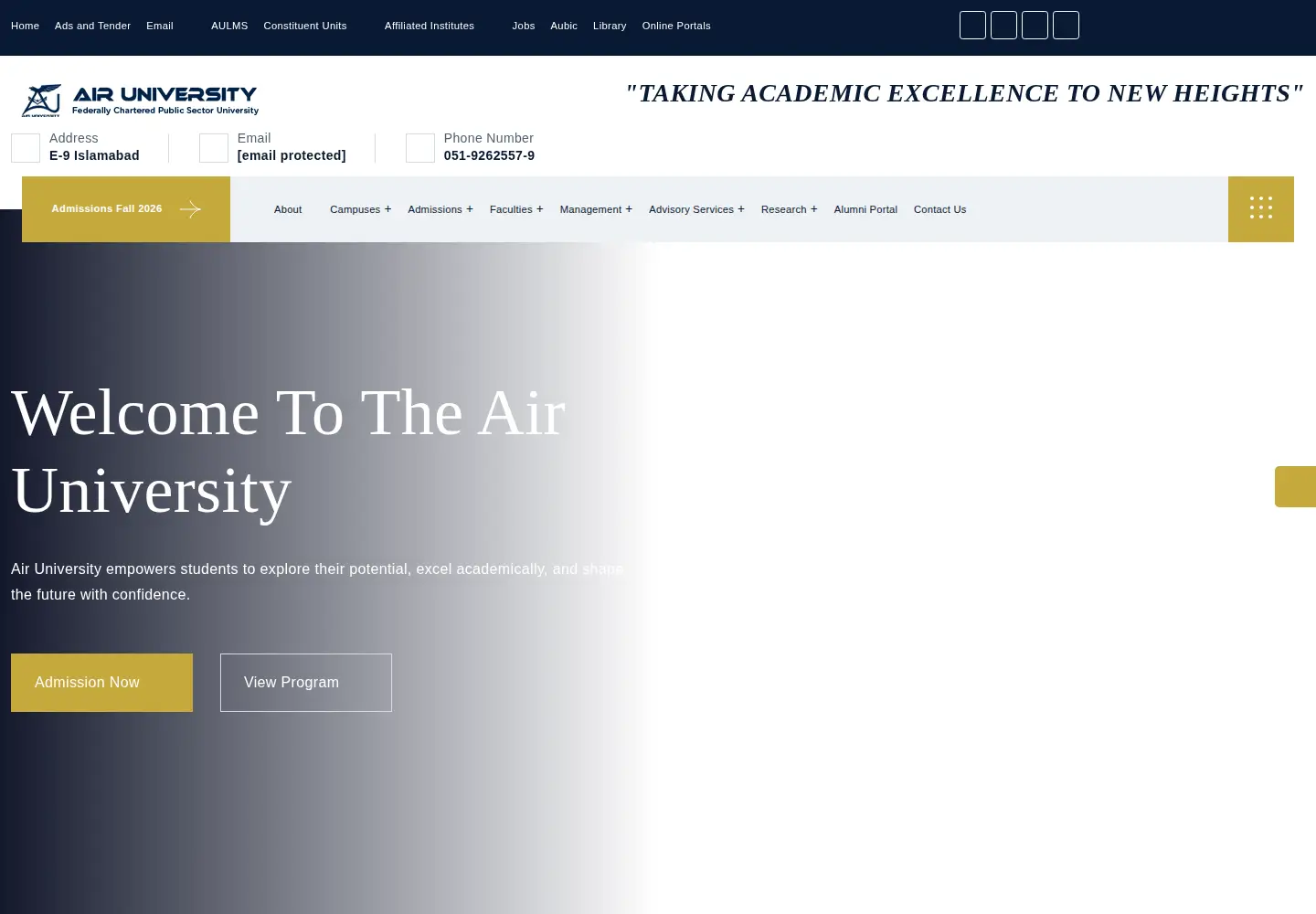 Screenshot of au.edu.pk