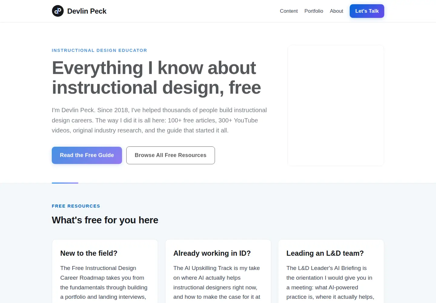 Screenshot of devlinpeck.com