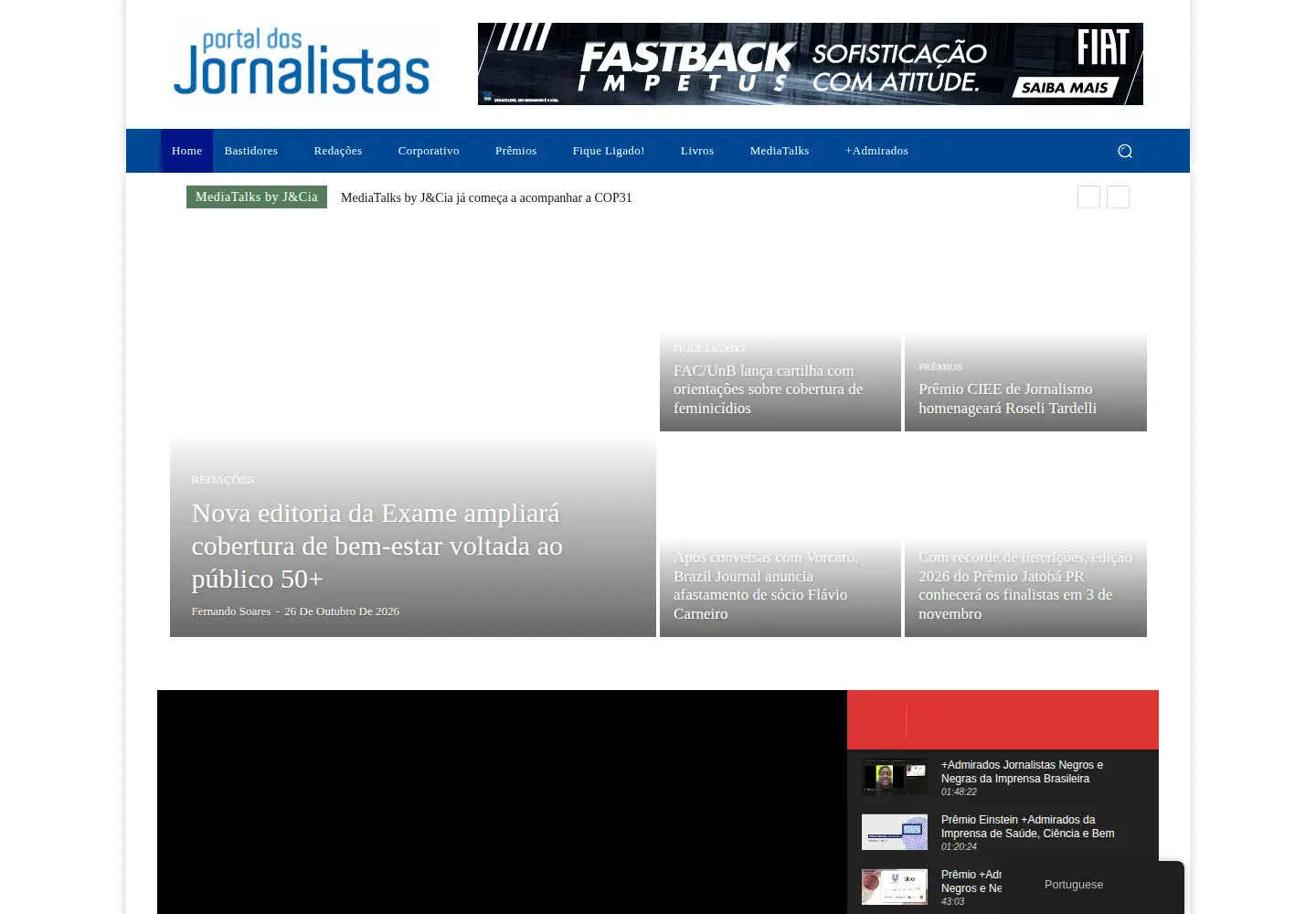 Captured homepage of jornalistasecia.com.br in the current scan
