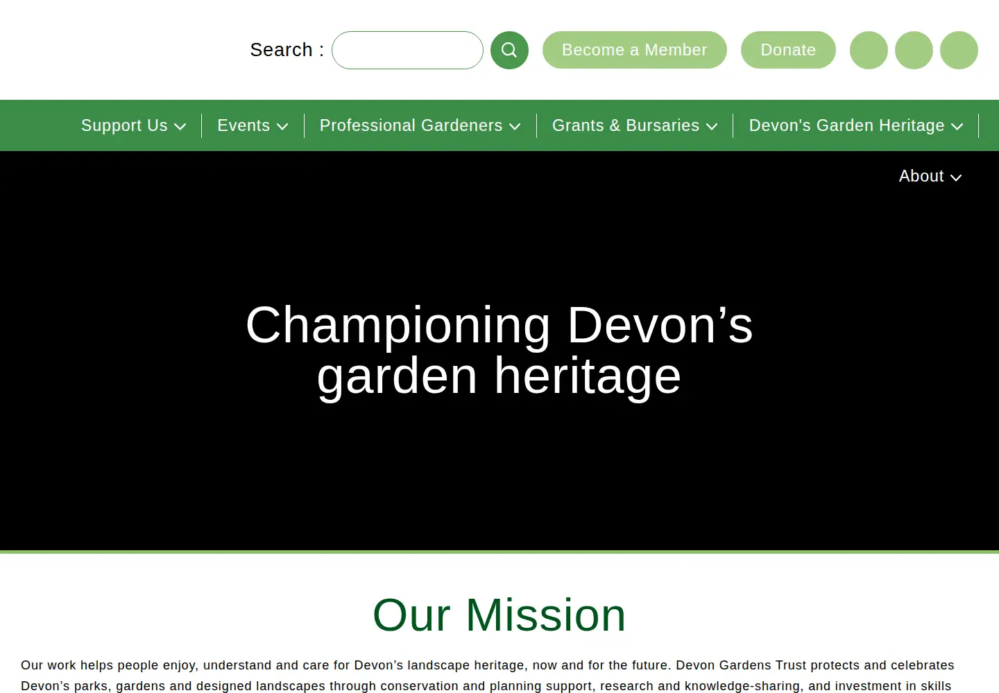 Screenshot of devongardenstrust.org.uk