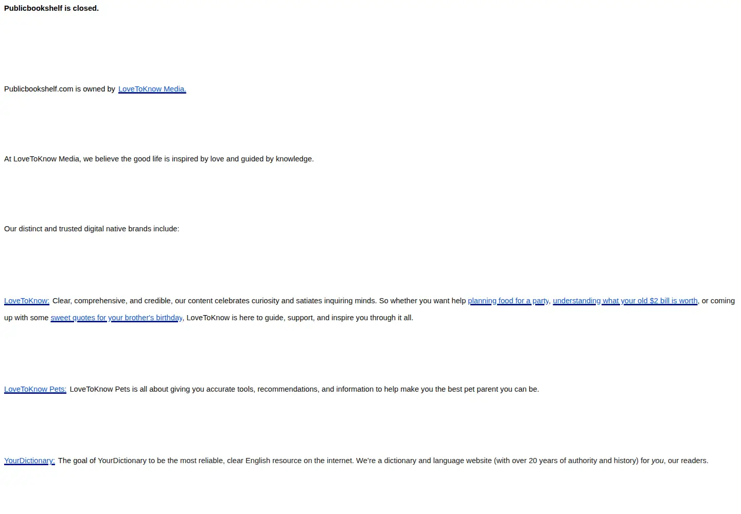 Screenshot of publicbookshelf.com