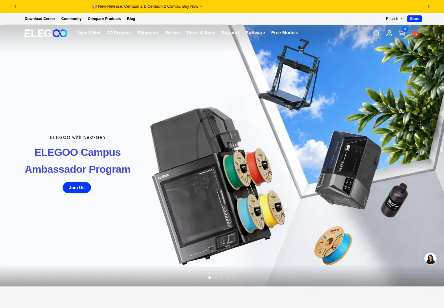 Screenshot of elegoo.com