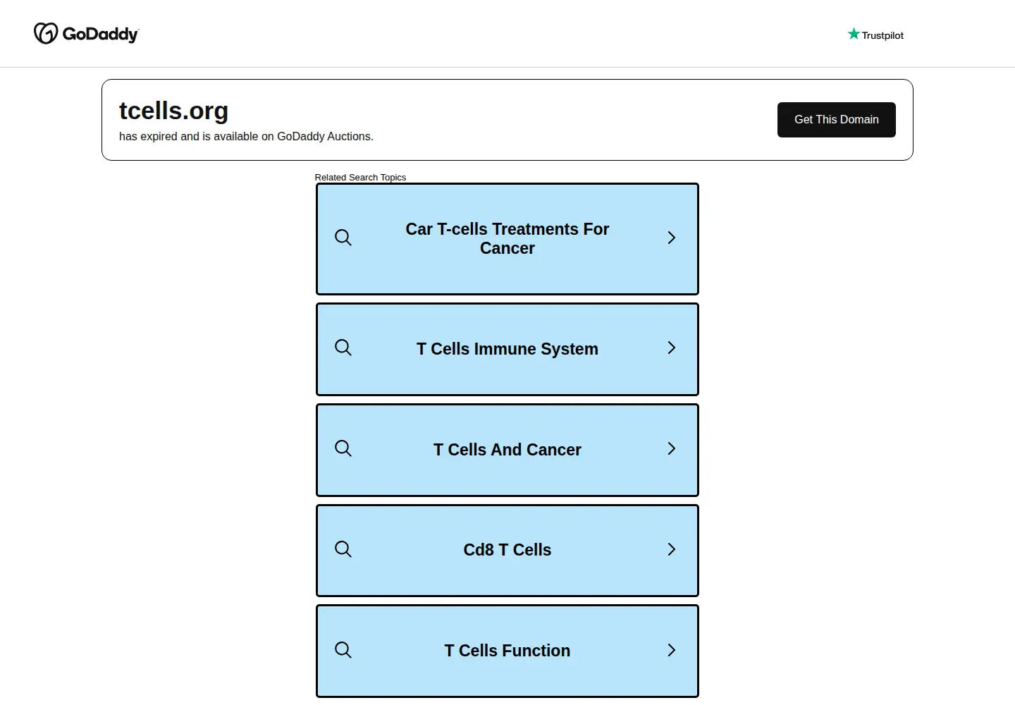 Captured homepage of tcells.org in the current scan