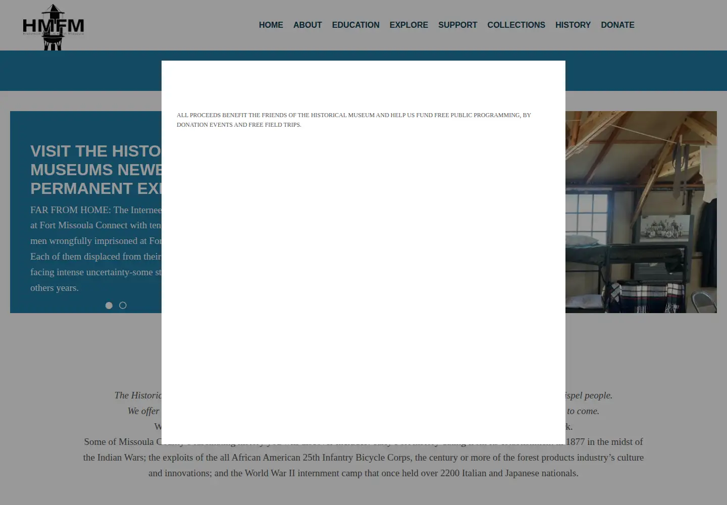 Captured homepage of fortmissoulamuseum.org in the current scan