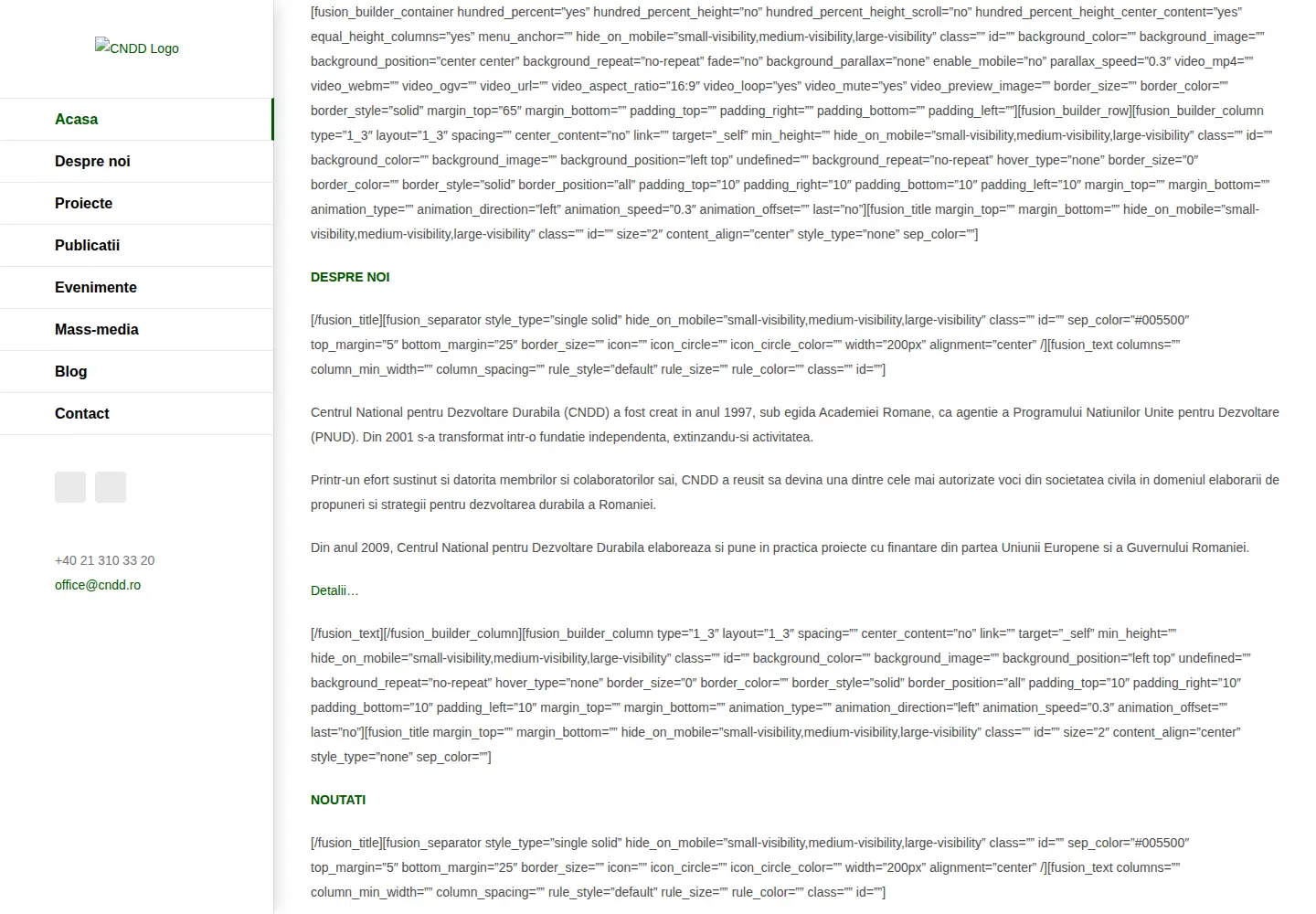 Captured homepage of cndd.ro in the current scan
