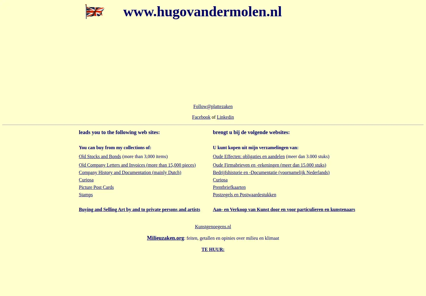 Captured homepage of hugovandermolen.nl in the current scan